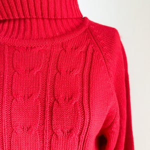 Vintage 1990s Red Turtleneck Sweater Dress / L image 3