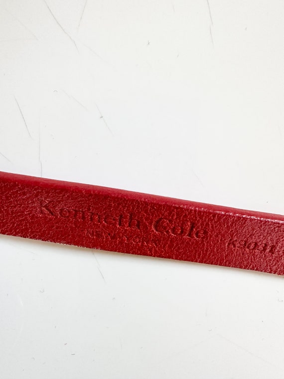Vintage 2000s Y2K Red Leather Belt / 31"-35" belt - image 7