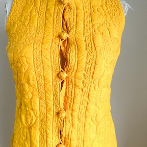 Vintage 1960s Marigold Quilted Silk Blend Dress / XS image 4