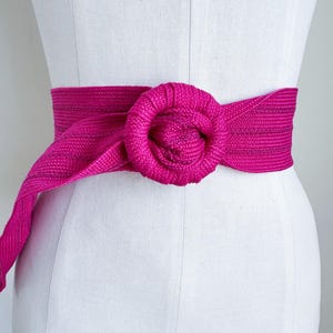 Vintage 1980s Hot Pink Woven Belt / 29&quot; or smaller waist
