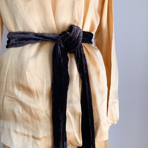 Vintage 1930s Mustard Silk Satin & Velvet Beach Pajamas / XS image 4