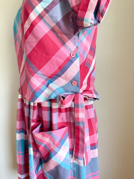 Vintage 1980s Madras Plaid Dress / S-M - image 7