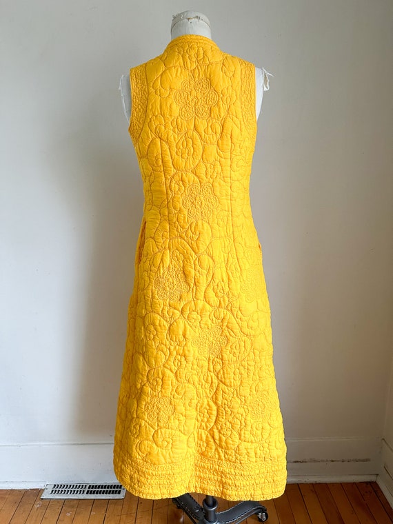 Vintage 1960s Marigold Quilted Silk Blend Dress /… - image 8