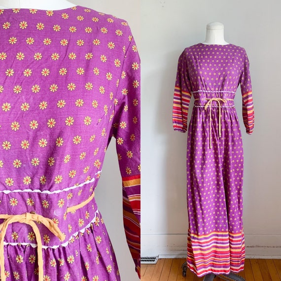 Vintage 1960s Folklore Maxi Dress / M - image 1