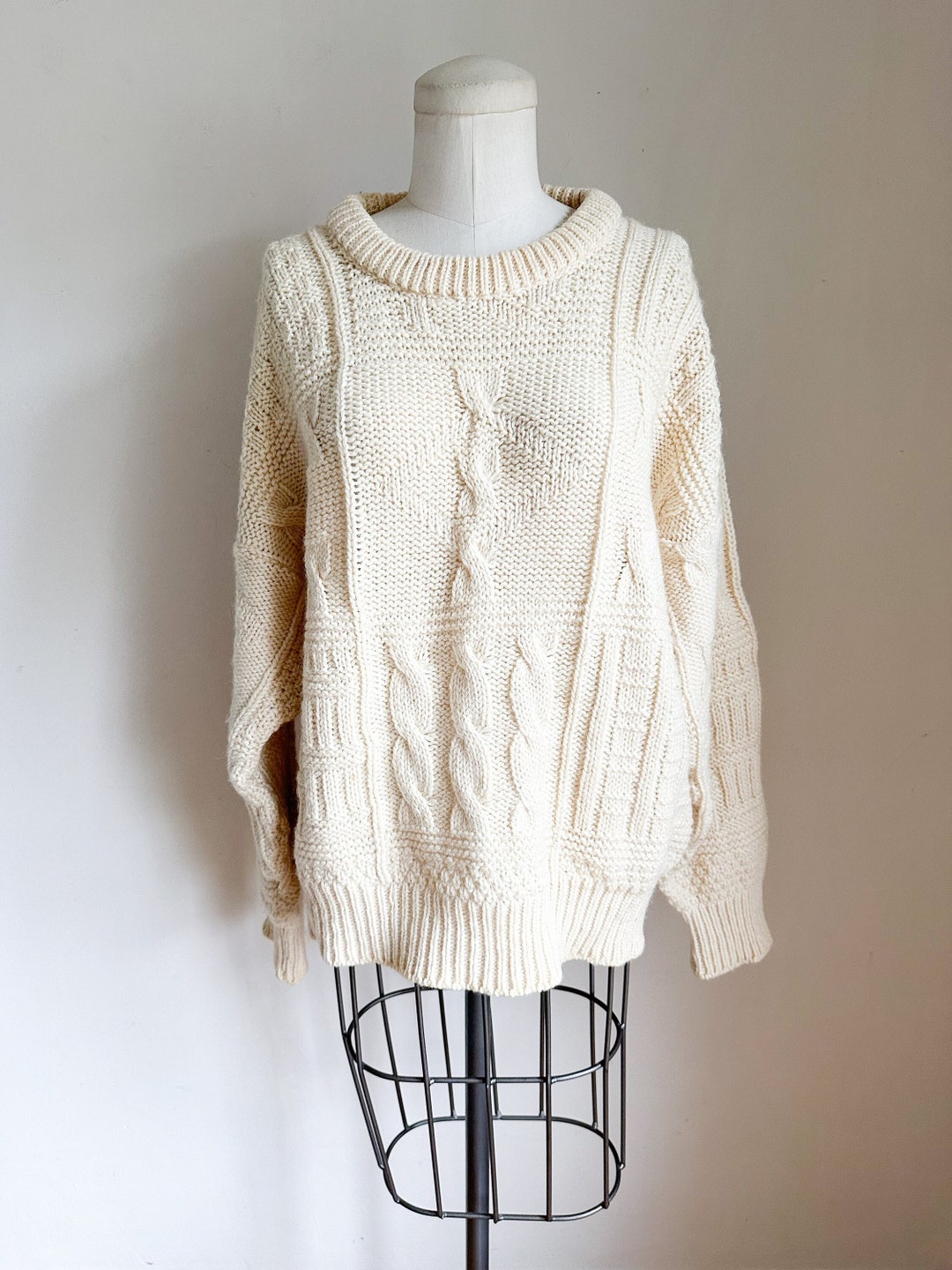 Shipping Delay // Vintage 1980s Irish Wool Fisherman Sweater / L Etsy UK