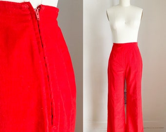 Vintage 1960s Red Velvet Pants / S