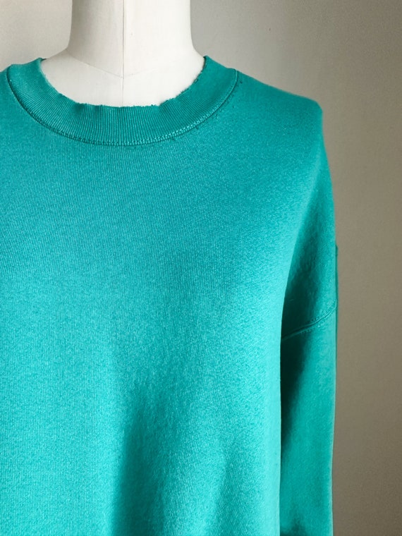 Vintage 1990s Teal Sweatshirt / XL - image 2