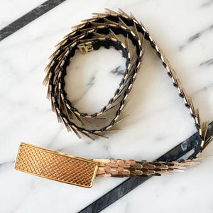 Vintage 1970s Gold Tone Metal Snake Belt / 28 display picture 1