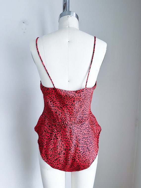 Vintage Red Leopard Print Silk Teddy / XS-S - image 7