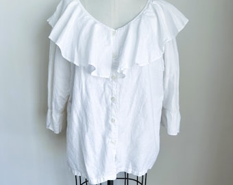 Blusa vintage de lino y algodón de los años 90 / S