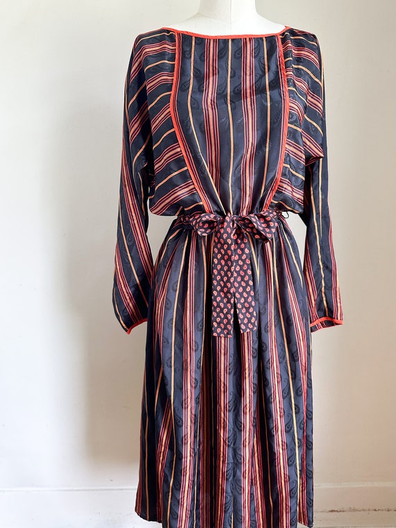 Vintage 1980s Jack Mulqueen Striped Dress / M - image 4