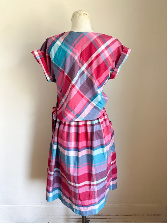 Vintage 1980s Madras Plaid Dress / S-M - image 9