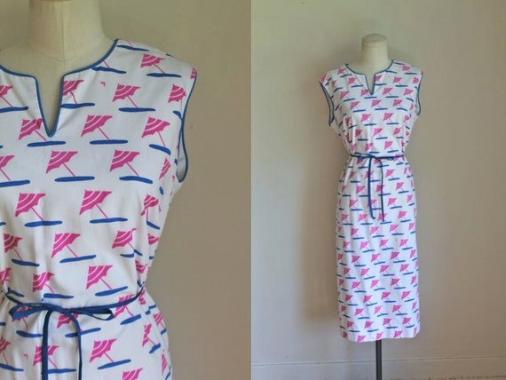vintage vested gentress parasol novelty print shif