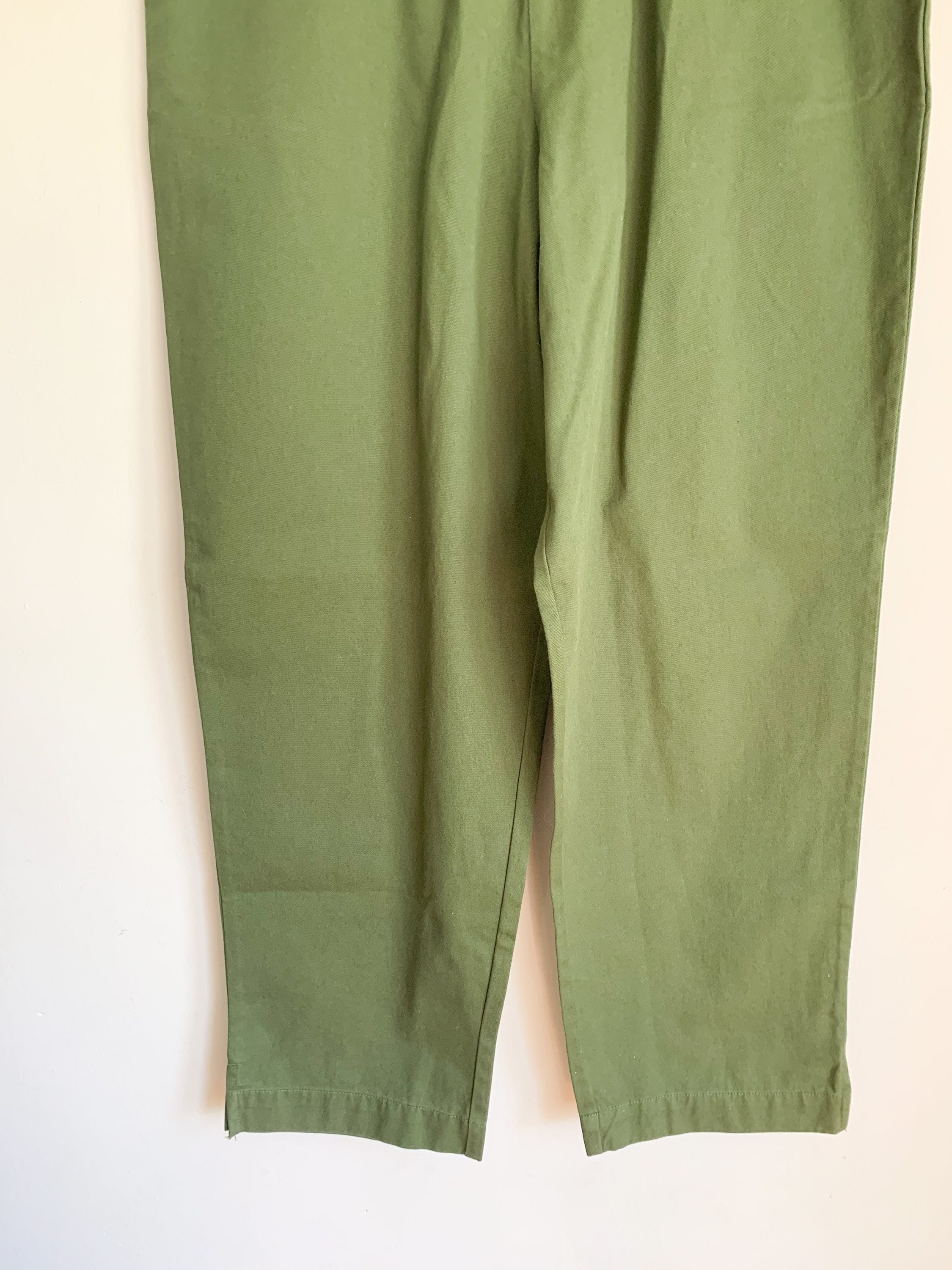 Vintage Olive Green Cotton Pants / L | Etsy