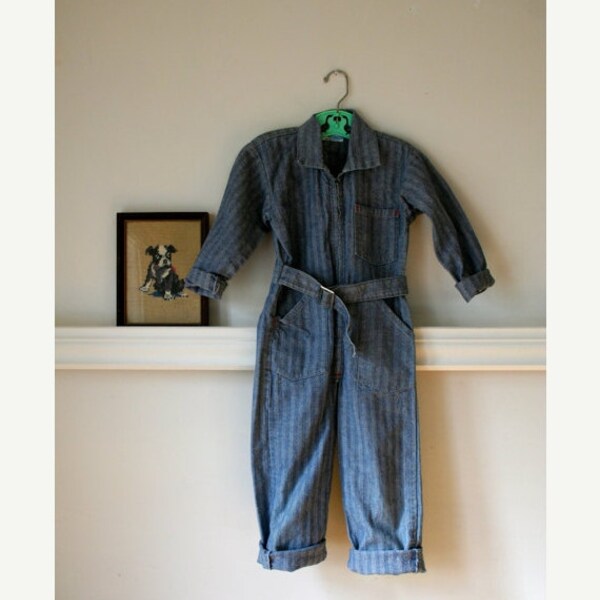 BACK-2-SCHOOL SALE vintage 70s boys Conductor's jumpsuit 5T