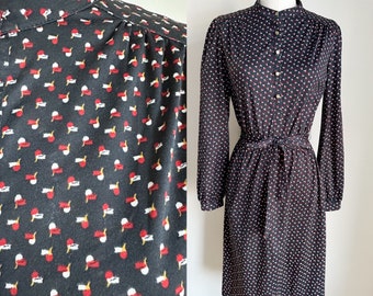 Vintage 1970s Novelty Print Day Dress / M