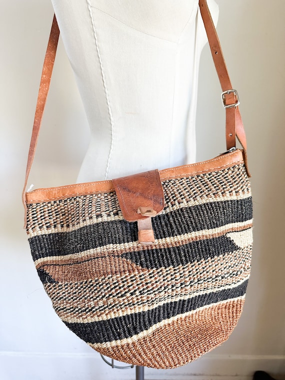 Vintage sisal bag, woven - Gem