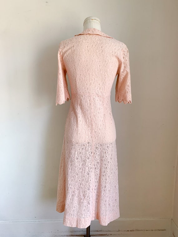 Vintage 1930s Blush Pink Lace Dress / XS-S - image 6