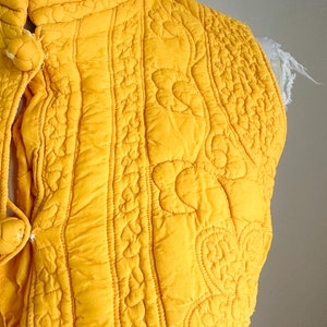 Vintage 1960s Marigold Quilted Silk Blend Dress / XS image 5