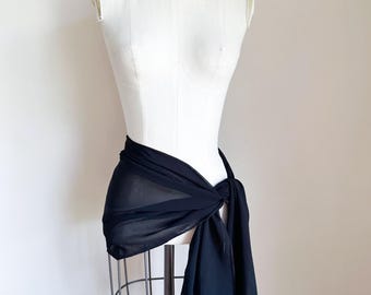 Vintage Black Sheer Shawl / Wrap / Scarf