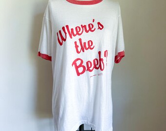 Vintage 1980s Wendy's "Where's The Beef" Pro Tshirt / L