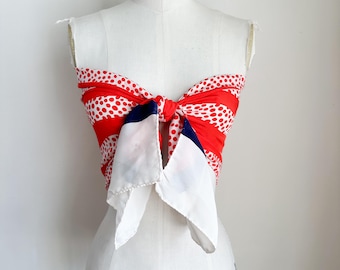 Bufanda vintage de seda italiana con lunares de los años 70