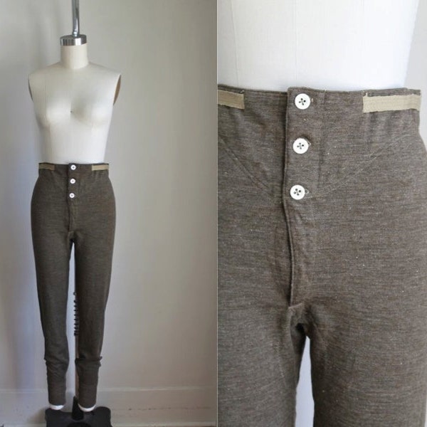 vintage 1950s wool long johns - SOCIÉTÉ GÉNnéRalé uniform pants / woman's M / (mens Xs)
