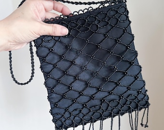 Vintage 1990s-2000s Black Beaded Purse