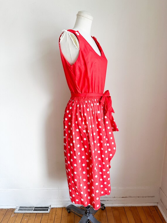 Vintage 1960s Red & White Polka Dotted Sundress /… - image 6