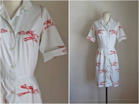 vintage rare early 1960s novelty print dress - VES