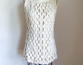 Vintage 1960s Cut Out / Netting Mini Dress / Tunic // M