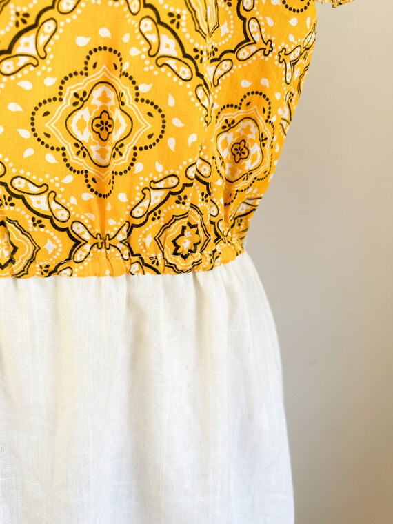 Vintage 1960s Yellow Bandanna Print Shift Dress /… - image 4