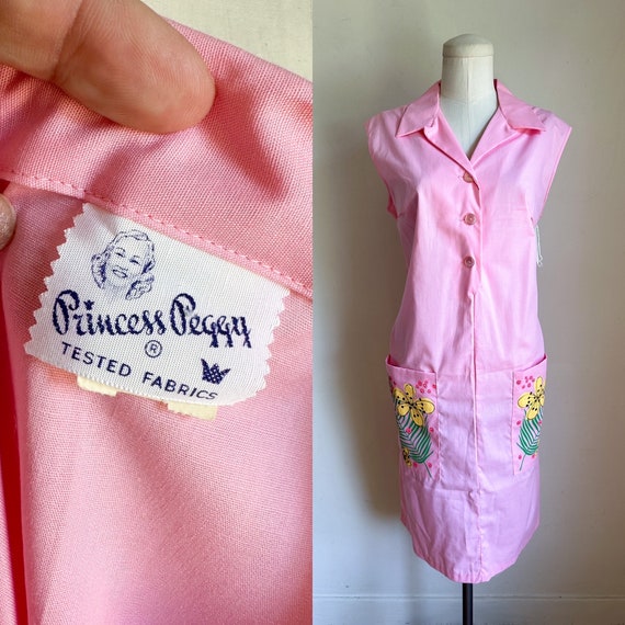 strapless open back dress Vintage 40s 50s Princess Peggy Day Dress House Dress Brown Gingham main image 0