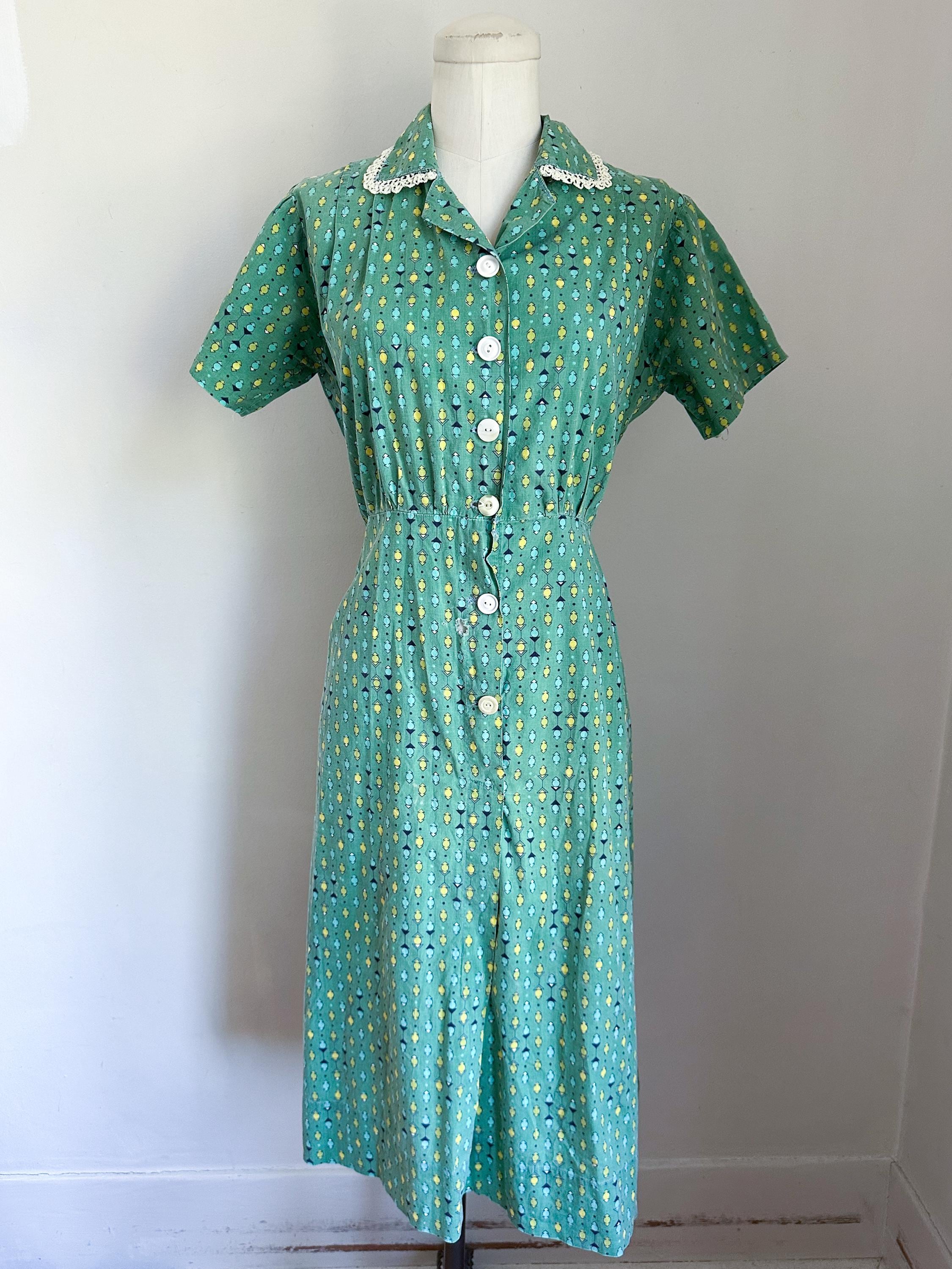 40s Green Dress - Etsy