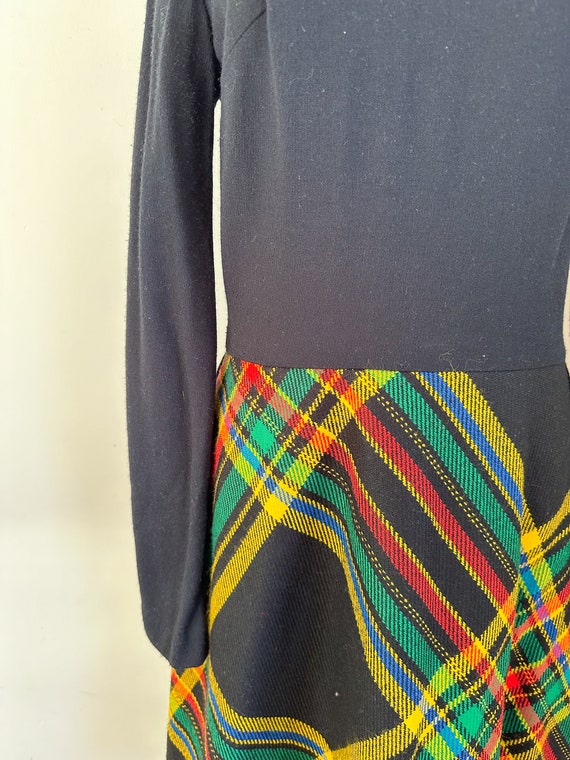 Vintage 1960s Rainbow Plaid Knit Dress / S-M - image 4
