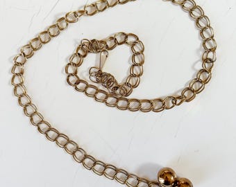 Vintage 1980s Gold Tone Metal Chain Belt With a Ball  display picture 2