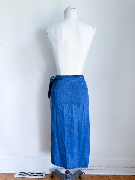 Vintage 1980s Denim Wrap Midi Skirt XS-S Israel