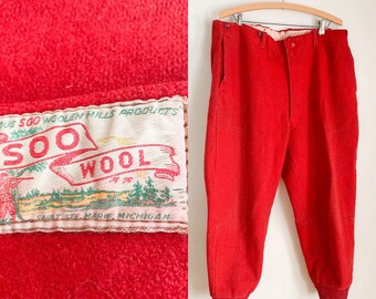 Vintage 1940s Soo Wool Snow Pants / men's XL