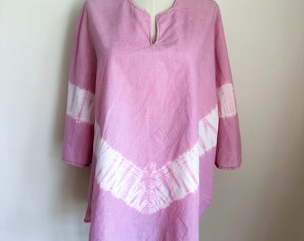 Poncho vintage tie-dye rosa dos anos 70 / veste a maioria dos tamanhos