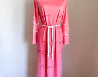 Vintage 1970s Malia Bird Print Maxi Dress / M