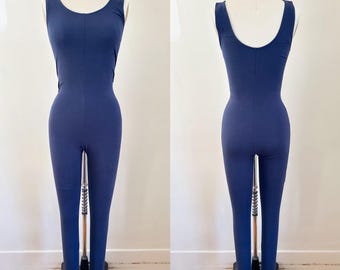 Vintage 1990s Navy Jumpsuit / Bodysuit // S