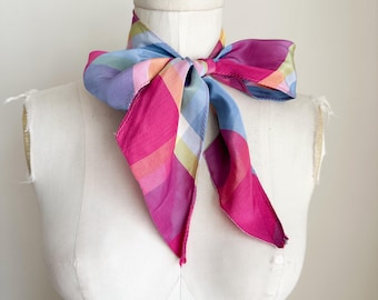 Bufanda de cuadros Madras vintage de los años 80 / corbata Ascot