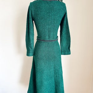 Vintage 1960s Forest Green Boucle Knit Dress / S image 7