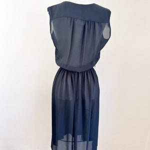 Vintage 1970s Black Sheer Dress / M image 8