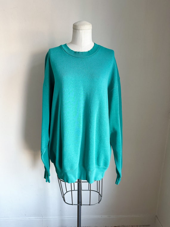 Vintage 1990s Teal Sweatshirt / XL - image 1