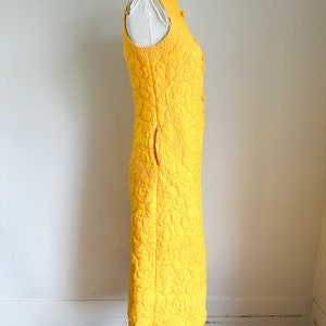 Vintage 1960s Marigold Quilted Silk Blend Dress / XS image 7
