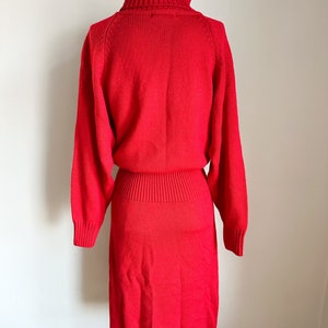 Vintage 1990s Red Turtleneck Sweater Dress / L image 8
