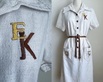 Vintage 1960s Initial E.K. Shirt Waist Dress / M