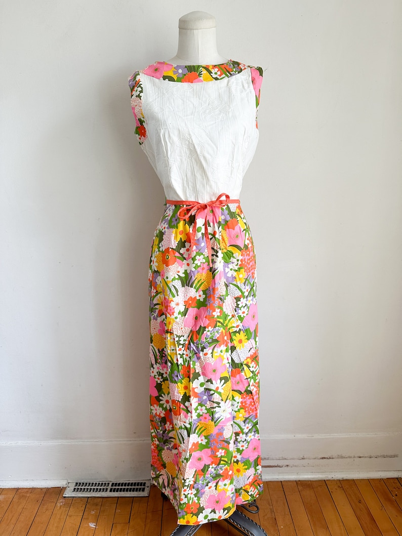 Vintage 1960s Floral Maxi Dress / M image 3