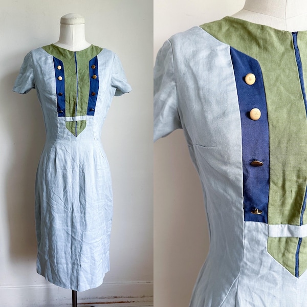 Vestido vintage de bloques de color de Oleg Cassini de los años 60 / XS